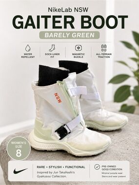 NikeLab NSW Gaiter Boot "Barely Green" White - Women's Size 8
